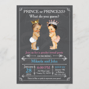 Invitación Revelación de género de príncipe o princesa - cauc