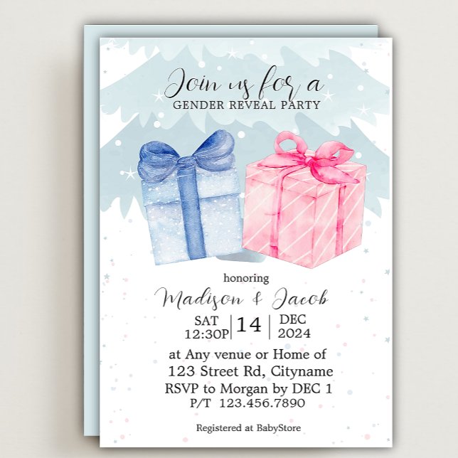Invitación Revelación de género de regalos azules o rosas (Subido por el creador)