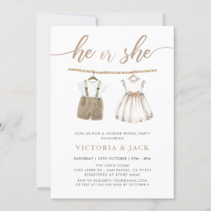 Invitación Revelación de género de ropa neutra para bebés
