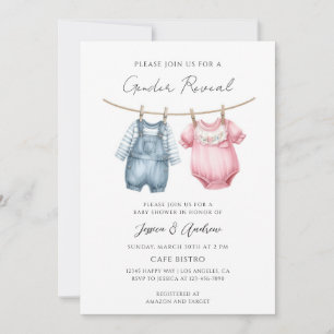 Invitación Revelación de género de ropa vintage boho