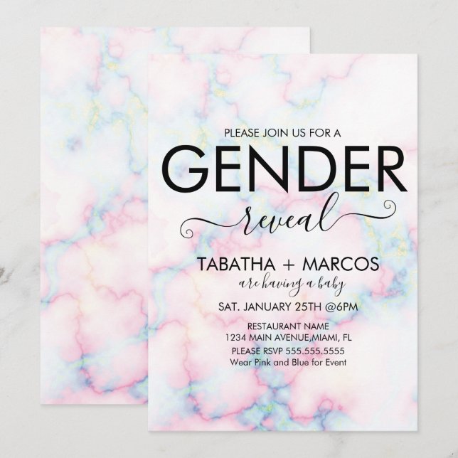 Invitación Revelación de género de secuencia de patrón de már (Anverso / Reverso)
