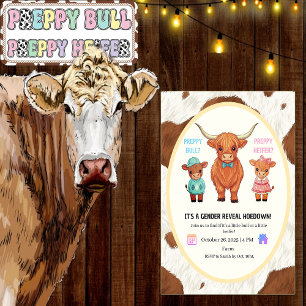 Invitación Revelación de género de toro o novilla Preppy Hoed