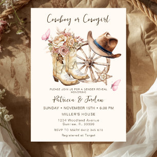 Invitación Revelación de género de vaquera o vaquero occident