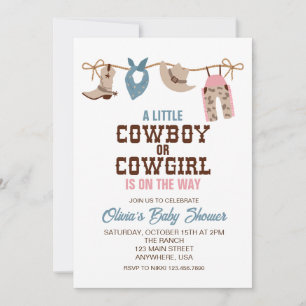 Invitación Revelación de género de vaquera vaquero occidental