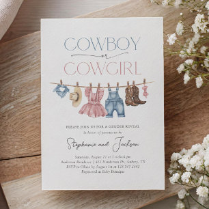 Invitación Revelación de género de vaquero o vaquera occident