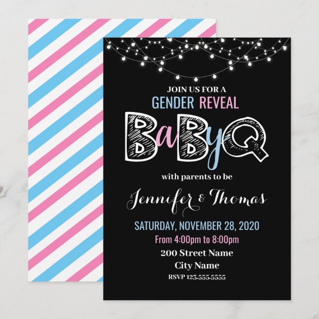 Invitación Revelación de género del bebé (Anverso / Reverso)
