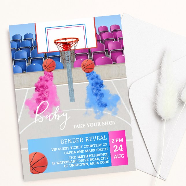 Invitación Revelación de género del deporte de baloncesto (Subido por el creador)