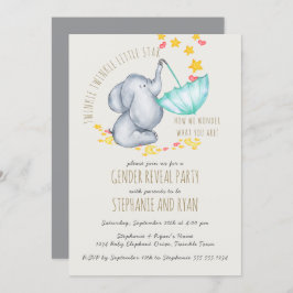 Invitación Revelación de género del elefante gris Twinkle Twi
