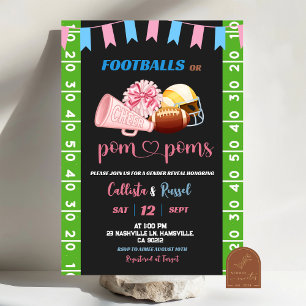 Invitación Revelación de género del fútbol o Pom Poms