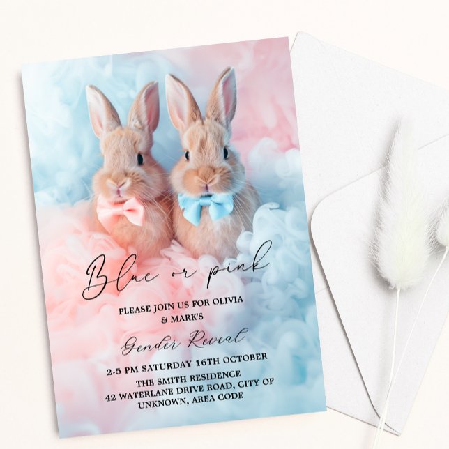 Invitación Revelación de género del humo de conejo conejo con (Subido por el creador)