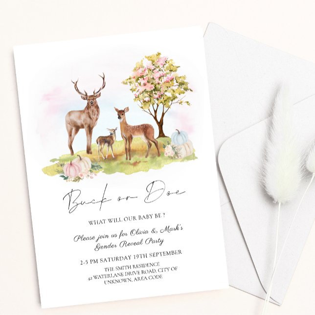 Invitación Revelación de género del otoño de otoño de buck o  (Subido por el creador)