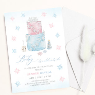 Invitación Revelación de género del pastel de nieve en invier