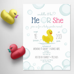 Invitación Revelación de género del pato de goma