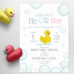 Invitación Revelación de género del pato de goma