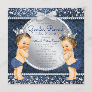 Invitación Revelación de género Denim y Diamantes Baby Shower