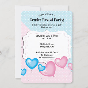 Invitación Revelación de Género Editable con Lunares Rosados 