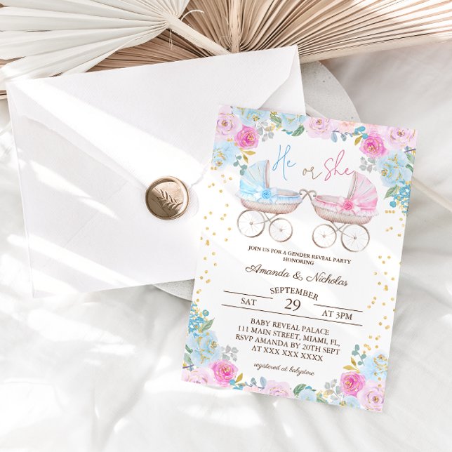 Invitación Revelación de género él o ella  (Subido por el creador)