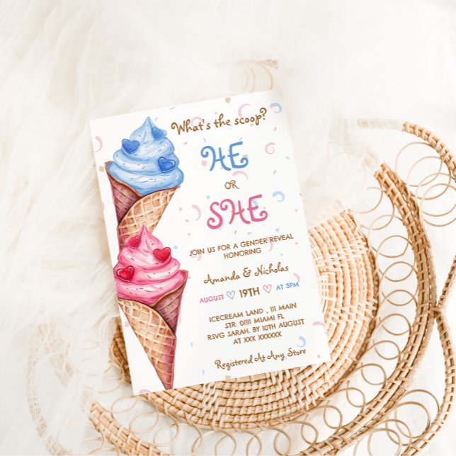 Invitación Revelación de género Él o Ella Helado  (Subido por el creador)