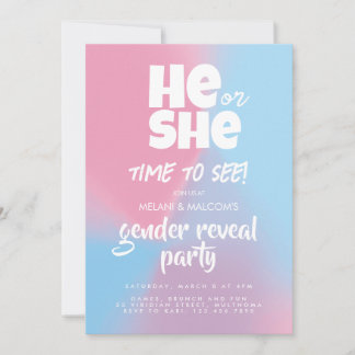 Invitación Revelación de género él o ella pastel azul y nube