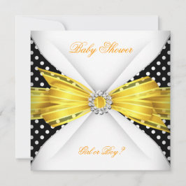 Invitación Revelación de género en baby shower negro amarillo