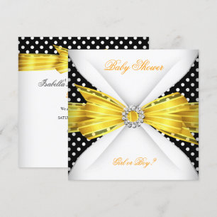 Invitación Revelación de género en baby shower negro amarillo