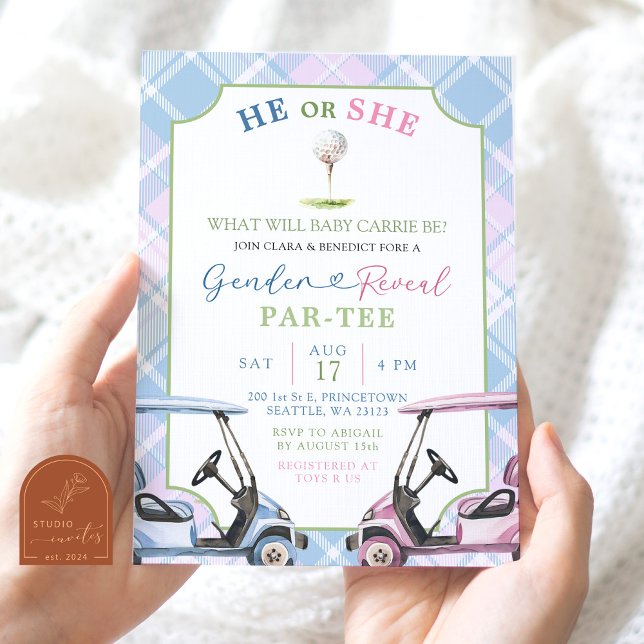 Invitación Revelación de género en el golf azul y rosa de los (Subido por el creador)