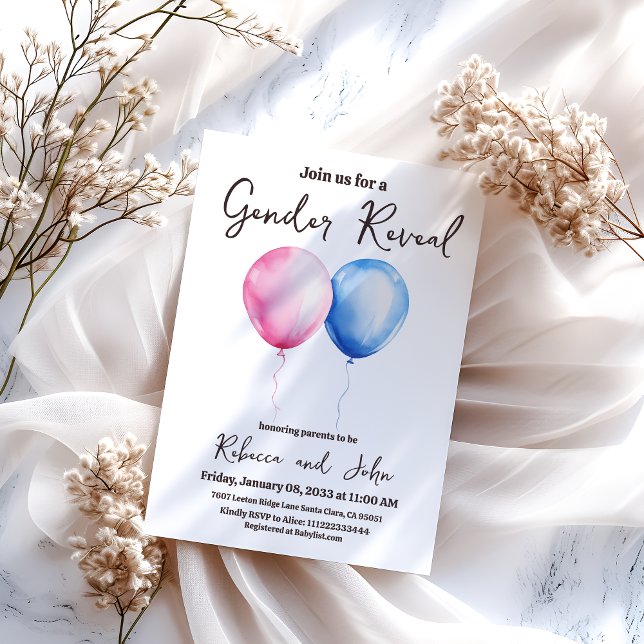 Invitación Revelación de género en globo azul y rosa (Subido por el creador)