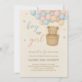 Invitación Revelación de género en globo de aire caliente de 