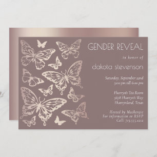 Invitación Revelación de género en Moda de mariposa Oro Ros