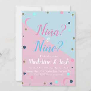 Invitación Revelación de Género Español Niño o Niña Estrellas