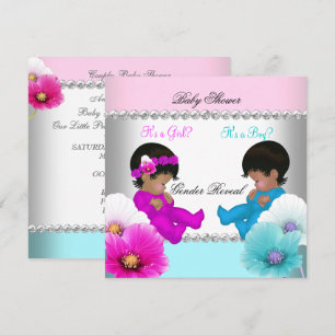 Invitación Revelación de género Fiesta de bebé Flores rosadas