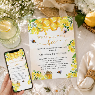 Invitación Revelación de género floral amarillo para Baby sho