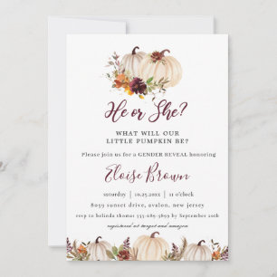 Invitación Revelación de género floral de calabazas Naranjas 