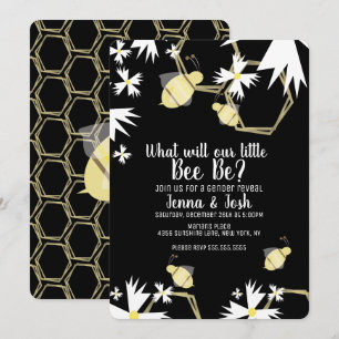 Invitación Revelación de género floral y abeja Daisy