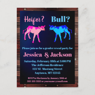 Invitación Revelación de género Heifer o Bull Western Style