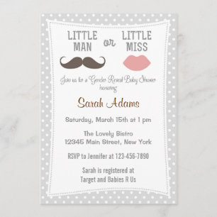 Invitación Revelación de género: labios de bigote de invitaci
