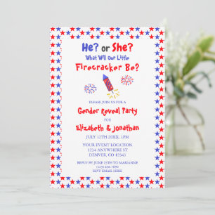 Invitación Revelación de género Little Firecracker americano