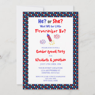 Invitación Revelación de género Little Firecracker americano