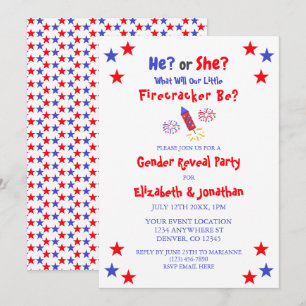Invitación Revelación de género Little Firecracker americano