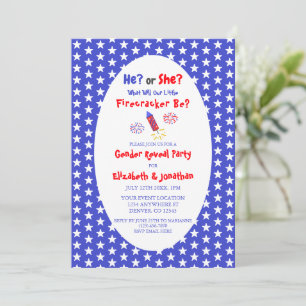 Invitación Revelación de género Little Firecracker Americano