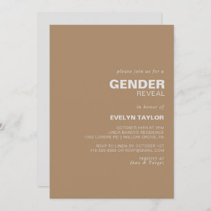 Invitación Revelación de género marrón formal elegante minima