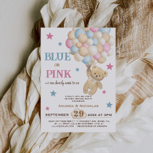 Invitación Revelación de género moderna con acuarela azul o r