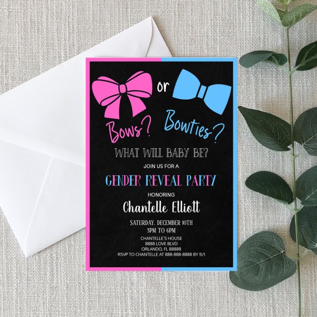 Invitación Revelación de género negro azul rosa de arcos o bo (Subido por el creador)
