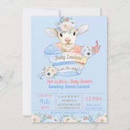 Invitación Revelación de género neutral rosa azul corderito b