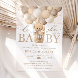 Invitación Revelación de género neutro de osito de peluche