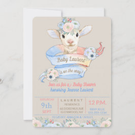 Invitación Revelación de género neutro rosa azul Corderito be