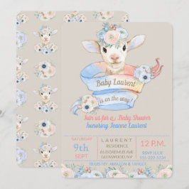 Invitación Revelación de género neutro rosa azul Corderito be