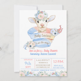 Invitación Revelación de género neutro rosa azul Corderito be