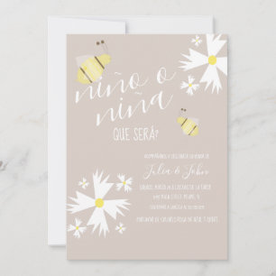 Invitación Revelación de género Nina o Nino Abeja linda Tono 