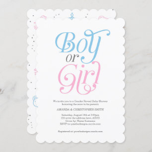 Invitación Revelación de género, niño o Chica, él o ella, mod